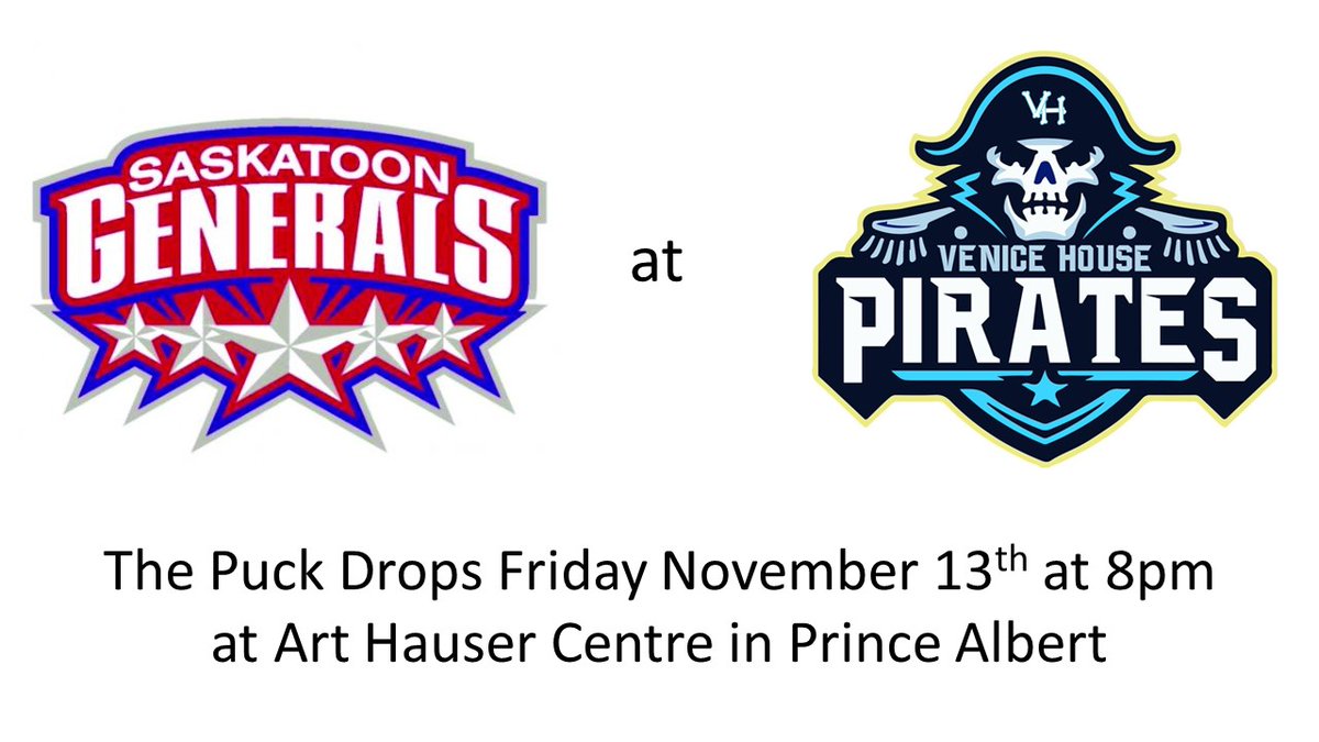 therealclezy's tweet photo. The Saskatoon Generals start the weekend in Prince Albert playing the Pirates on Friday November 13th at 8pm at the Art Hauser Centre. Click below to purchase your live stream access code for only $5.99. Game codes can be purchased now and until game time.
https://t.co/sIeKIOKnE5 https://t.co/590KDPUDk6