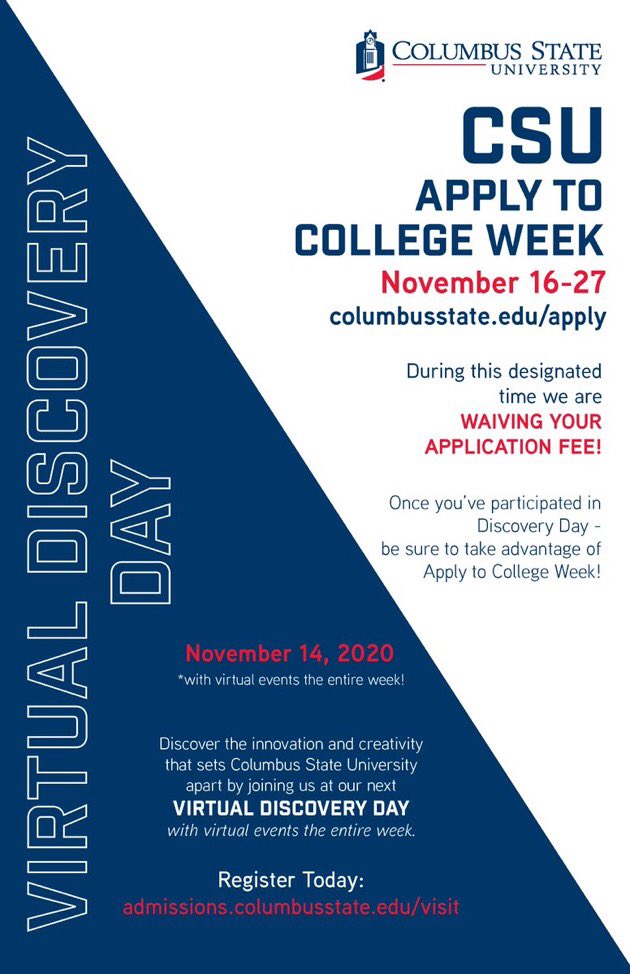 Celebrate with <a href="/ColumbusState/">Columbus State University</a> during their Apply to College Week from November 16-27. They will be waiving all application fees during this designated time.

Apply here: columbusstate.edu/apply