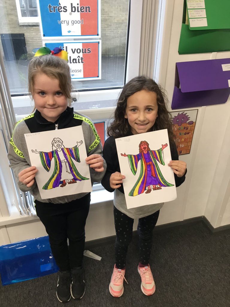 JosephMartinDu3's tweet photo. In Primary 4/3 the pupils listened to the story of Joseph and his brothers from the Bible. They were able to recall the story and carefully coloured in stripes of Joseph’s amazing coat in the mentioned colour. 
Well done everyone!
@StFrancis_PS https://t.co/VTboONGHys