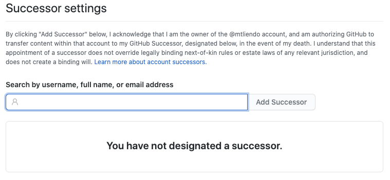 Github successor settings