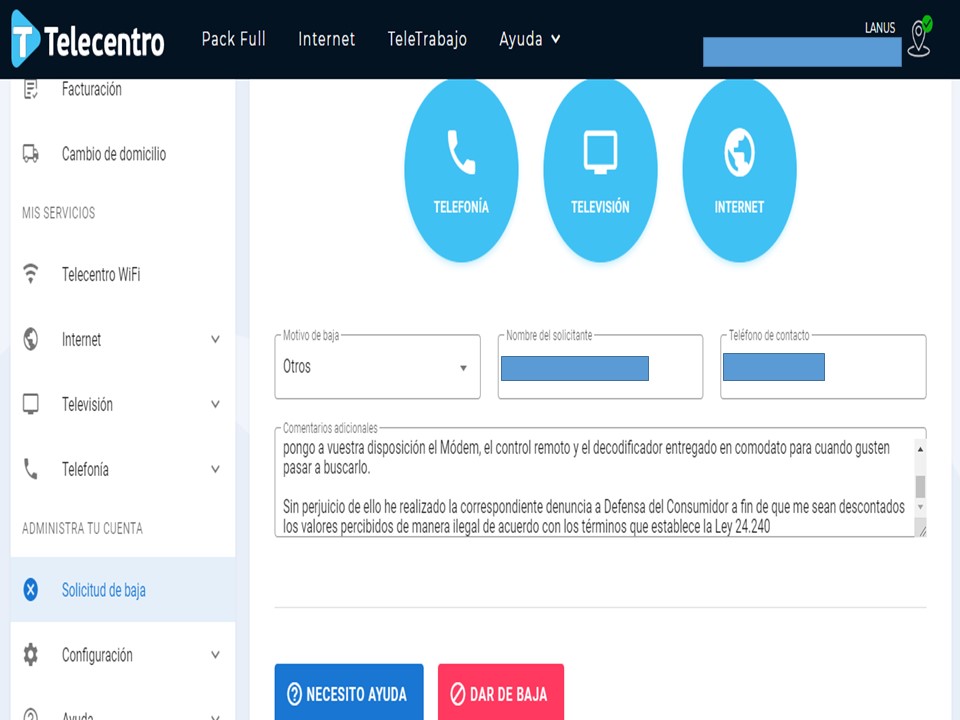 GuimonacoOk's tweet photo. Esto te hace @TeleCentroAr cuando querés dar de baja a sus servicios porque te cansaste de que te estafen

Entrás a solicitar la baja, la confirmás y te anuncia que no pudieron procesar la solicitud

#TelecentroTeEstafa https://t.co/kJXQfsX3dx