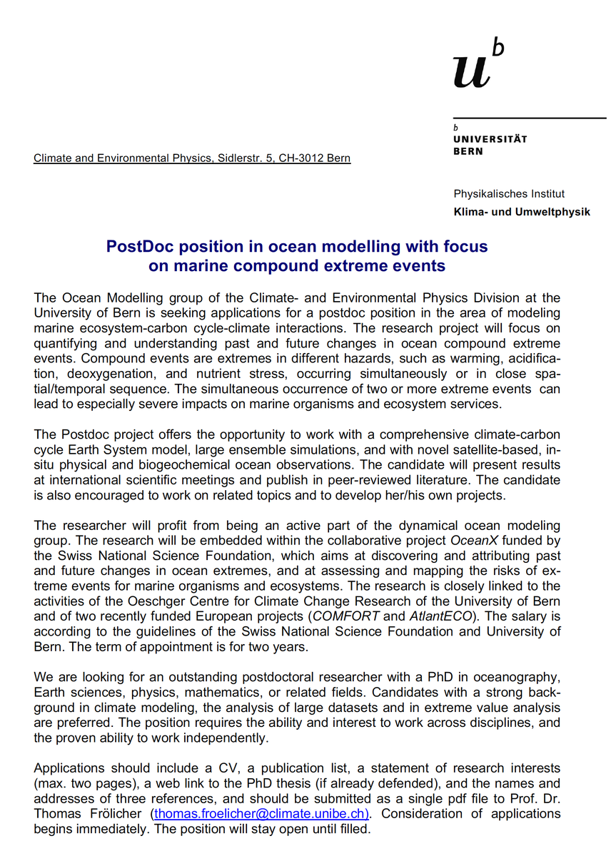 froeltho's tweet photo. We have a vacancy for a 2-yr postdoctoral position in ocean modeling with a focus on ocean compound extreme events. Please distribute. https://t.co/nP8AVf2H4t https://t.co/irUclBP1v5