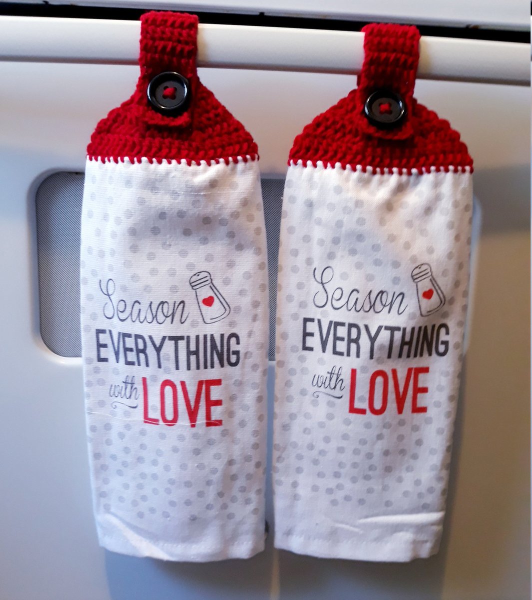 AmysPieces's tweet photo. I've got one left of these, come check them out in my #etsy shop: Season Everything with Love set of 2 Hanging Towels / Kitchen Towels / Hanging Dish Towels / Homemade / Kitchen Decor / Crocheted Topped https://t.co/Ow3v5RH6lx #seasonwithlove #seasoneverything https://t.co/LI56lCgPxd