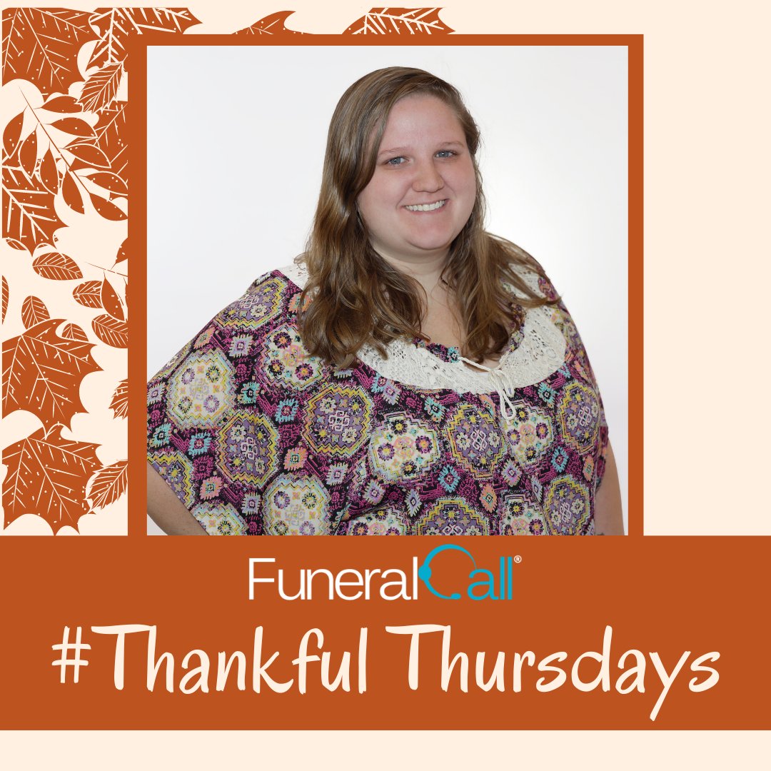 FuneralCall's tweet image. #ThankfulThursdays
"I am thankful for my kids. I am also thankful for the amazing opportunity to be here at FuneralCall." - Receptionist, Brooke