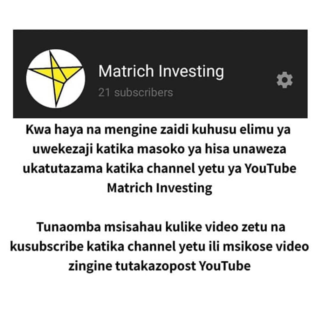 MatrichInvesti1's tweet photo. #hisa #hatifungani #mrejesho #utajiri #billionea #wawekezaji #wekeza #biashara #thamani #bei #utajiri #malengo #malipo #gawio #riba #mapato #tanzania🇹🇿 #millionea #uvumilivu #kiwango https://t.co/pwg1OMO1yH