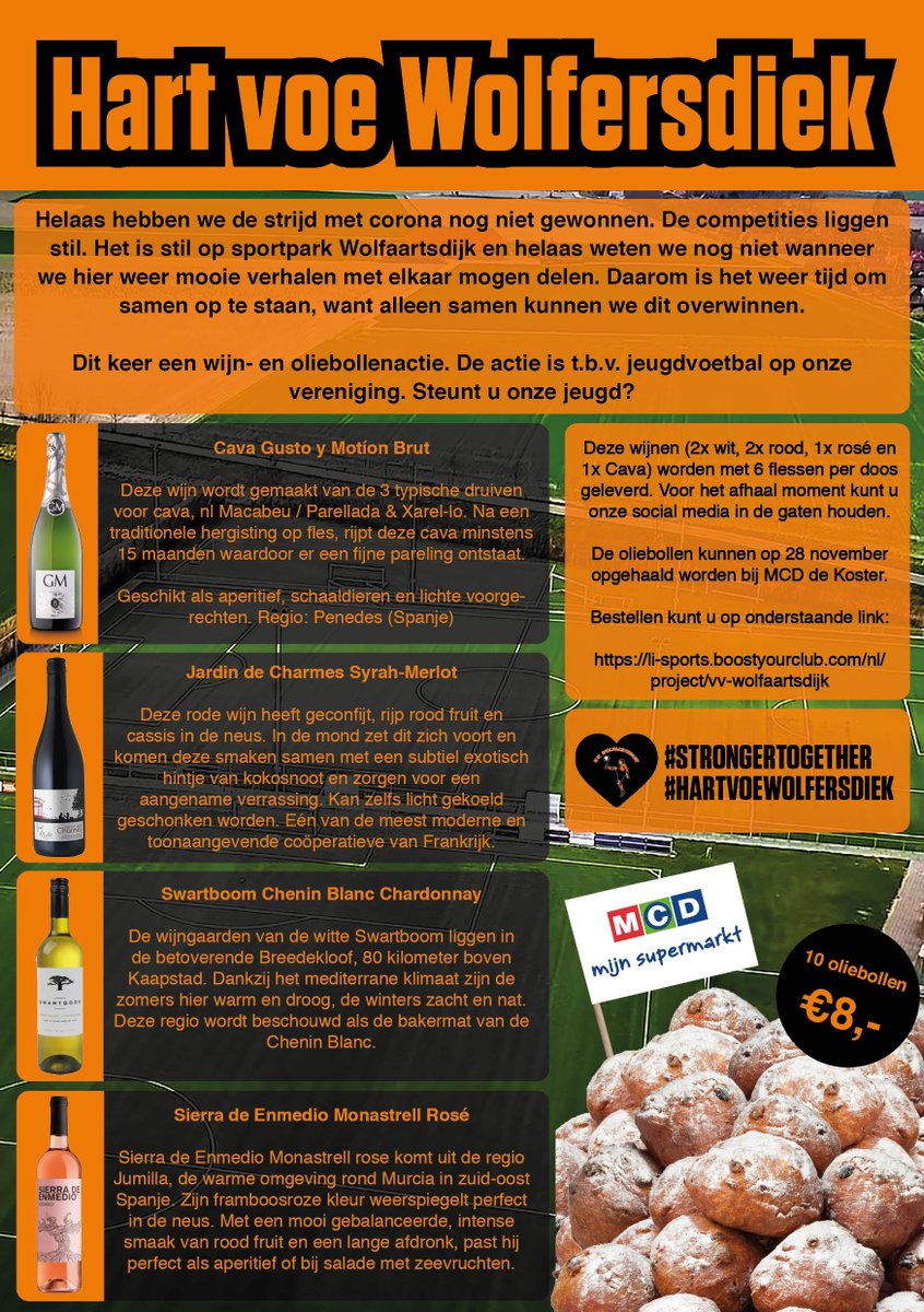 Helaas hebben we de strijd met corona nog gewonnen en daarom zijn we terug met 'Hart voe Wolfersdiek'. Jullie kunnen de club wederom een warm hart toe dragen en in ruil daarvoor hebben wij uiteraard weer leuke/lekkere actieproducten als tegenprestatie. li-sports.boostyourclub.com/nl/project/vv-…
