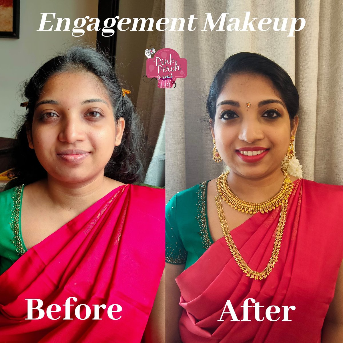 From today's Engagement Makeover done for this cute girl, Reshma! For budget-friendly packages, contact us on +91-7356257385 (Whatsapp)