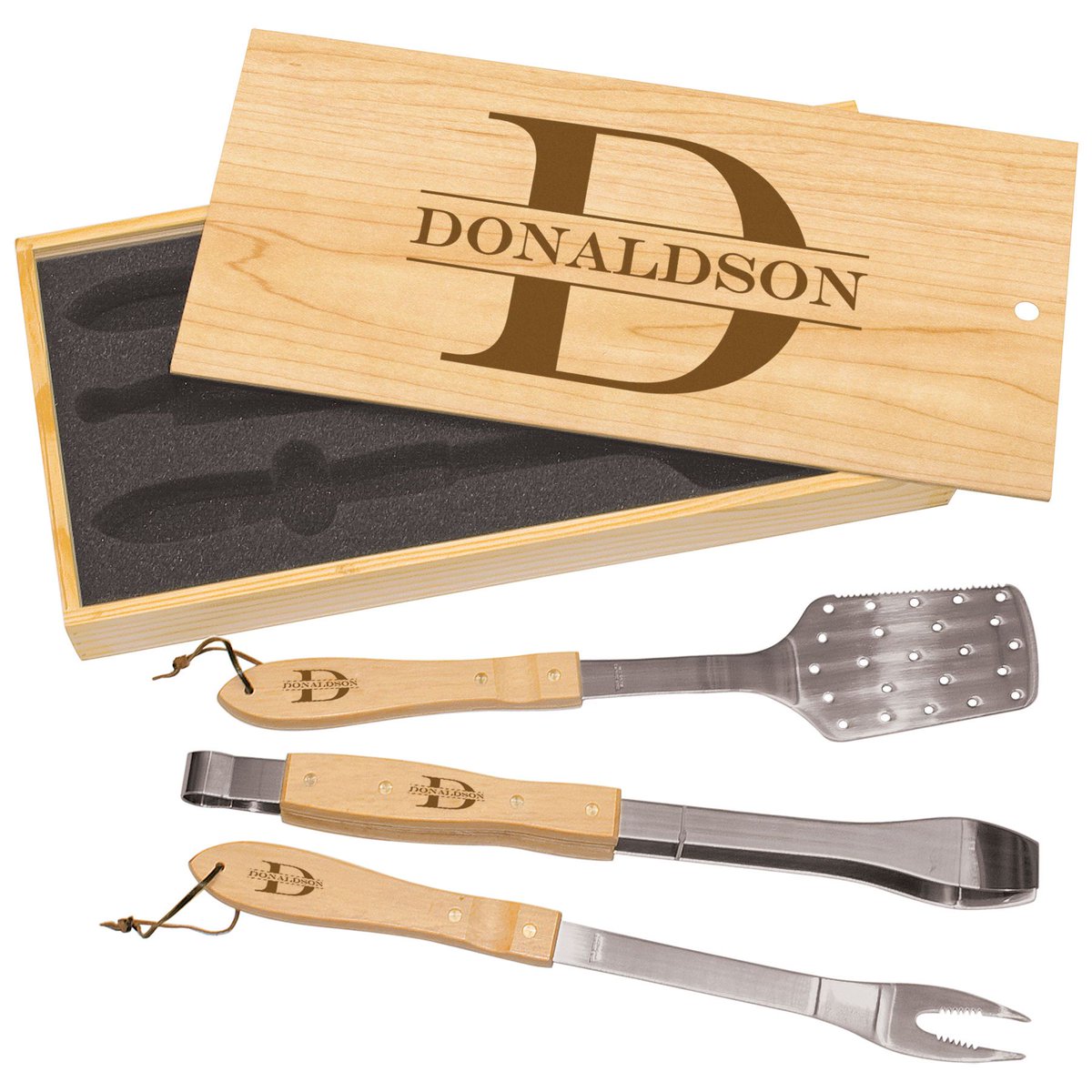 CenturyBadge's tweet photo. Our online store has engravable gifts for all tastes, such as these 3-Piece BBQ Set in Wooden Pine Box in addition to the totally free personalized engraving. Buy at https://t.co/vT2KVMyCEC https://t.co/u1bBoWsIcR
