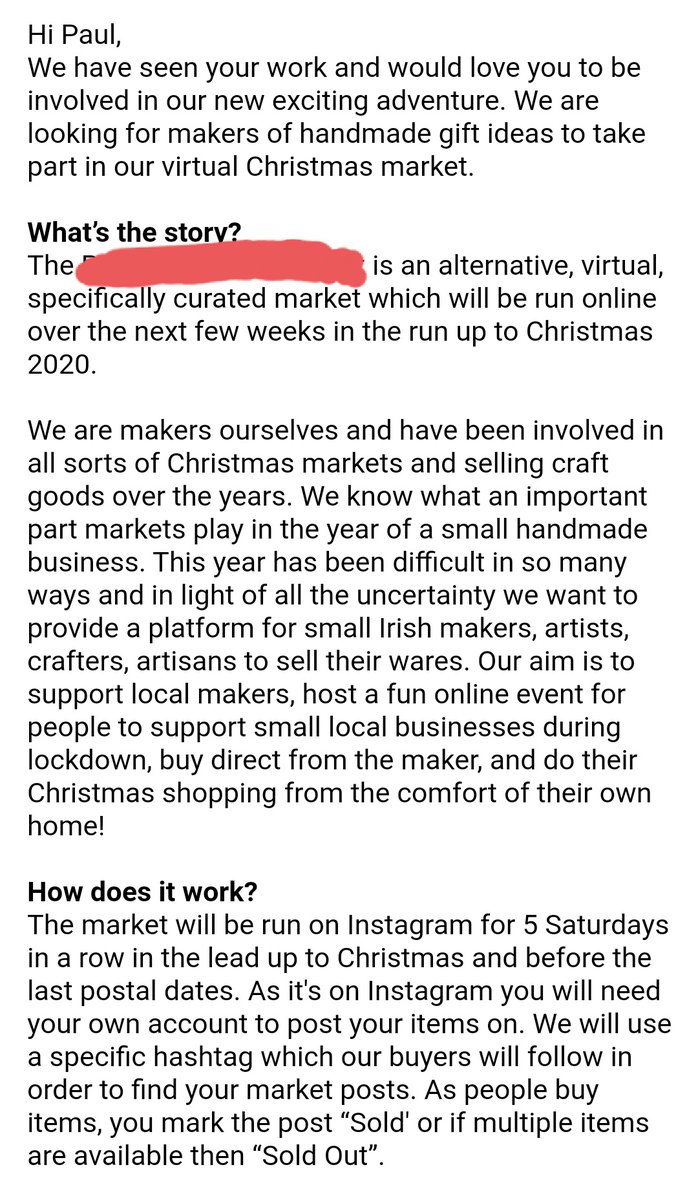 I received the following email a few days, about a virtual Christmas Market.A friendly reminder to my fellow artists: no one can own a hashtag. You cannot be charged for using a hashtag.1/?