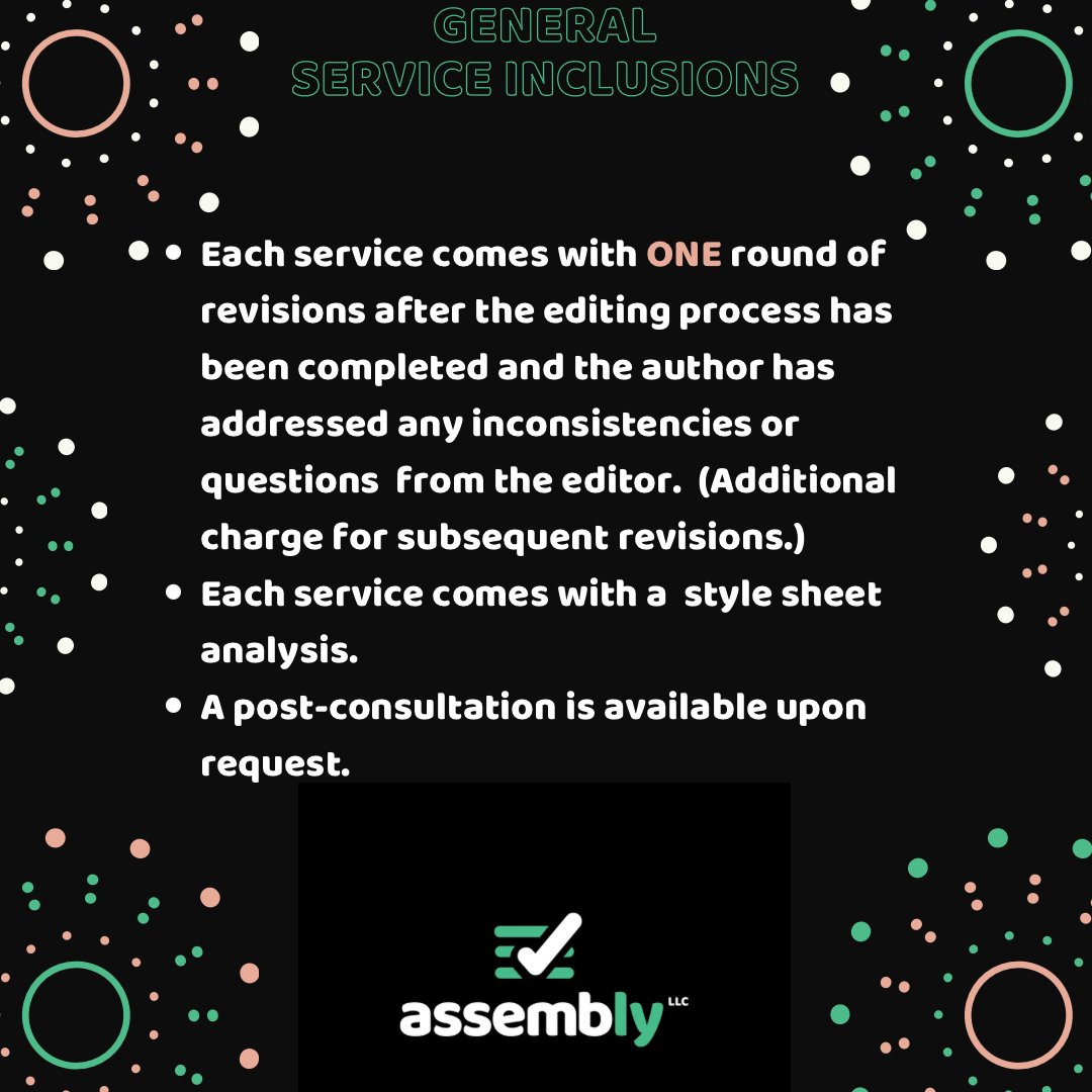 OrgAssembly's tweet image. Here is our price list and general service inclusions. Contact us for more details via our inbox or schedule a feee consultation at calendly.com/assemblylitera…
#BringingYourIdeasTogether #literaryeditor #literarycoaching