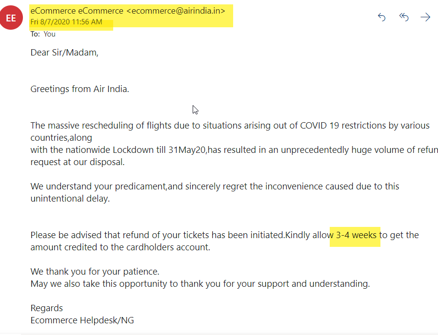 Piyush_er's tweet photo. The scam also incorporates consistently lying about giving the money back. 
Right, @airindiain ? 

#AirIndiaScam #AirIndiaRefund
@HardeepSPuri @ndtv @aajtak @htTweets @timesofindia @ABPNews #scam https://t.co/ViOINYyIxr