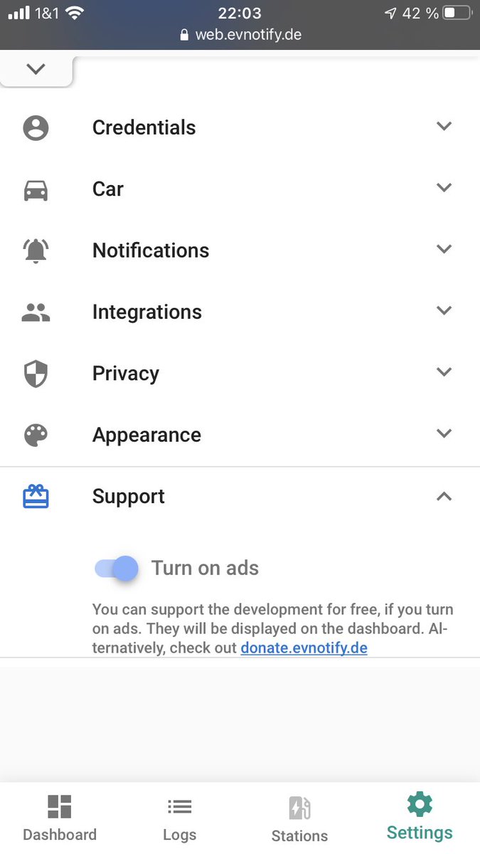 EVNotify's tweet photo. Introducing: Supporter mode for the web interface of #EVNotify. You now have the possibility to support the development for free. It's optional. Don't like ads? Don't turn them on. Or have a look at https://t.co/kQcfQw8W28.
Thank you for your support!
https://t.co/AGkltZo2Vb https://t.co/YZ596p2Kt9