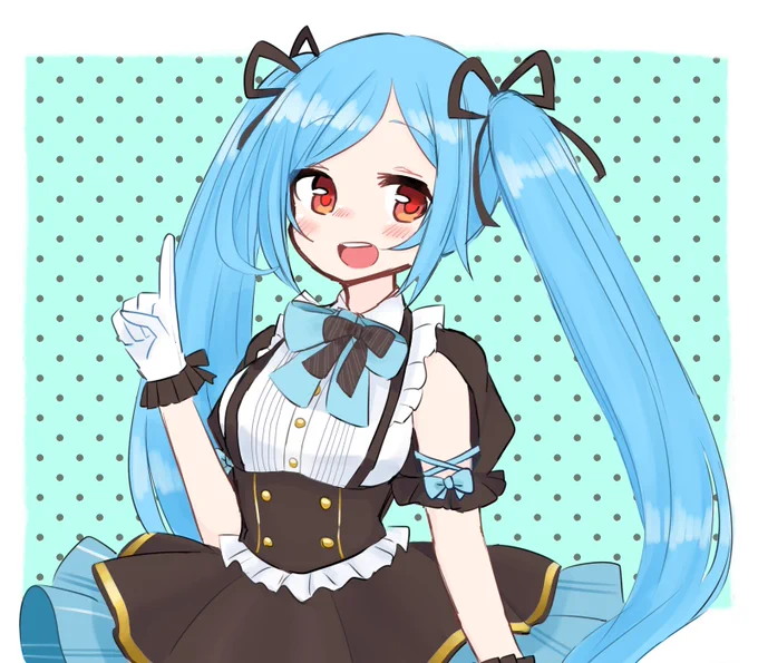 深夜の楽描き新衣装リボンいっぱいで可愛い 