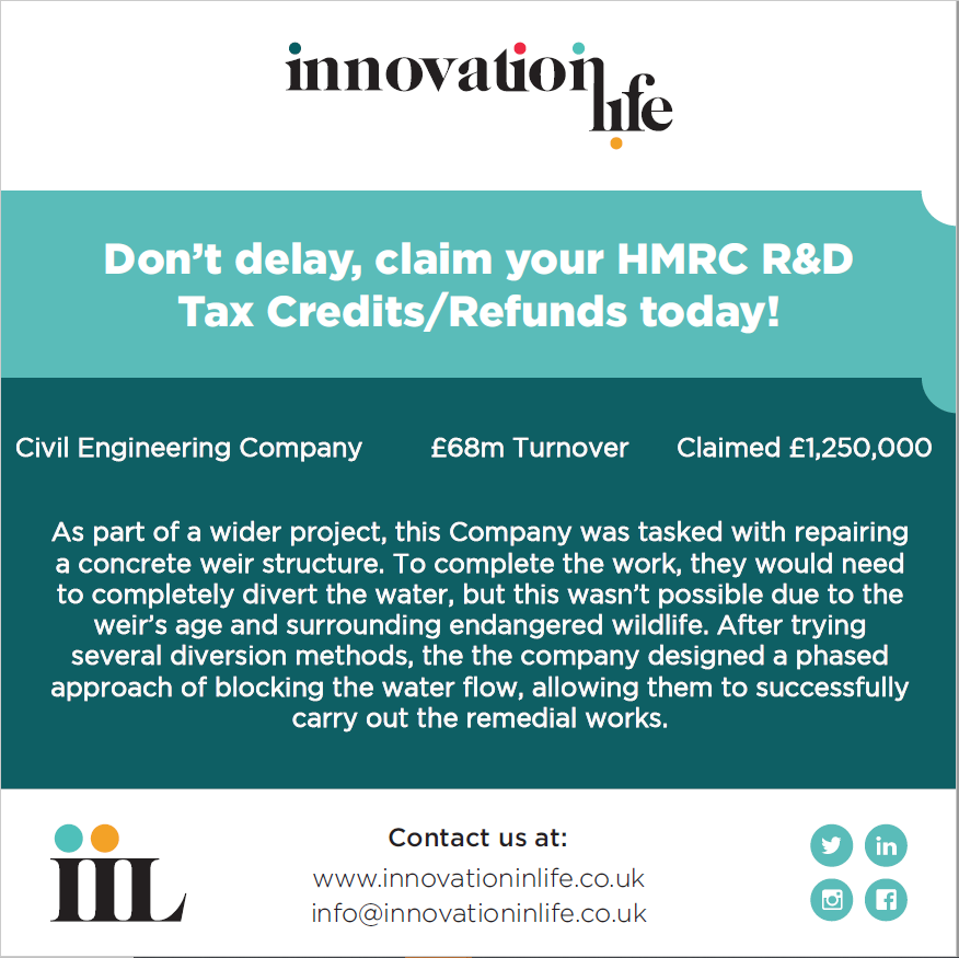 InnovationInLi1's tweet photo. Have a look at one of our success stories!

Contact us for a no obligation 15-minute telephone conversation, so we can highlight areas of qualifying activity and the potential value of your claim.

We look forward to hearing from you!

#taxrefunds #innovation #innovationfunding https://t.co/kkkGVAgJz5