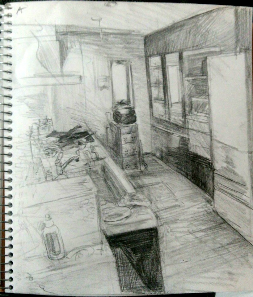 キッチンを描きました 
