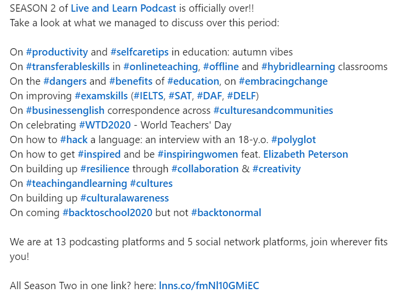 LiveandLearnPod's tweet photo. Let's say GOODBYE to SEASON 2 of @LiveandLearnPod?
Which #episode did you like the most? https://t.co/LyWdYIlxNM