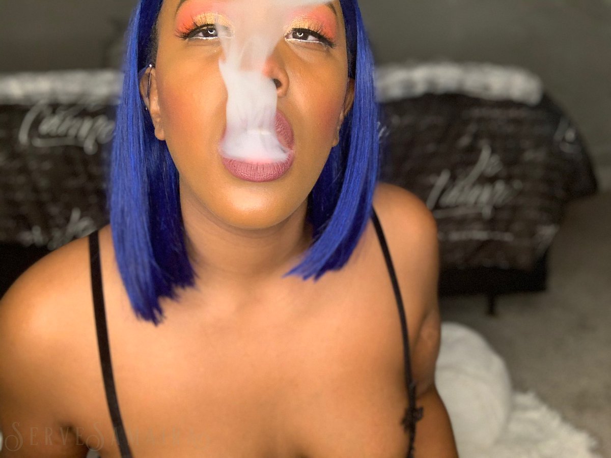 servesamaira's tweet photo. I got a smoke fetish. The only thing that gets Me wetter than tributes. 

FinD EbonyDomme FinDom FemDom ServeSamaira https://t.co/8q5PO9pRDT