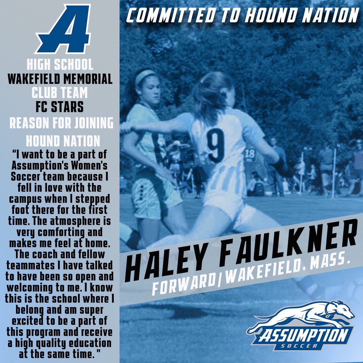 CoachGraceB's tweet image. Next up.. Excited to welcome Haley to #HoundNation 💙 #ClassOf2025 #NationalLetterOfIntent #SigningDay #NCAA #ne10embrace