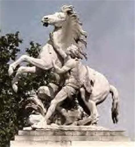 AZevincent's tweet image. Guillame Coustou the Elder, a famous sculptor created from marble “The Horses  at Marly” in 1745 for display at a hunting lodge for Louis XVI.  This Late Barque theme applauds the Horse Tamers in the Piazza Quirinale in Rome.  I just happen to have a bronze lamp reproduction.