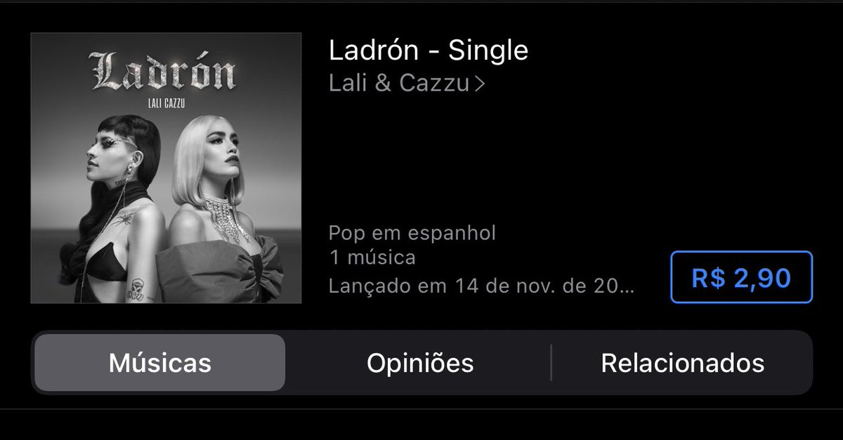PortalLaliBR's tweet photo. A música também está disponível no ITunes Brasil. Vamos colocar ela em #1 lalitos brasileiros? 🔪 

Ladrón - Single de Lali &amp; Cazzu https://t.co/237lBp8LEM https://t.co/iDpWZ2Vd5W