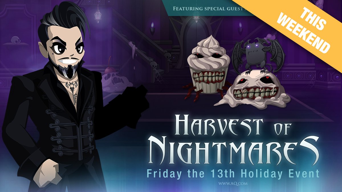 Alina_AE's tweet image. This weekend at AQ.com, join us as we begin our 3-part Harvest of Nightmares Friday the 13th x Harvest double holiday event, featuring Lore's favorite Gothic Homemaker, Aurelio Voltaire!