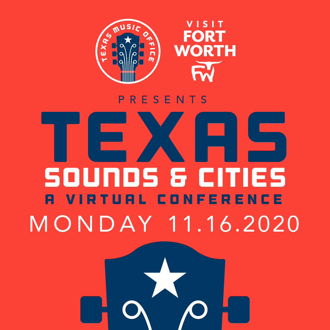 txmusicoffice's tweet image. On Mon, Nov 16, @TXMusicOffice + @HearFortWorth co-host the TX SOUNDS &amp;amp; CITIES conference.

The goal of the virtual conference is to create an environment for music friendly communities to collaborate &amp;amp; discuss recovery strategies for the TX music industry gov.texas.gov/music/post/tex…