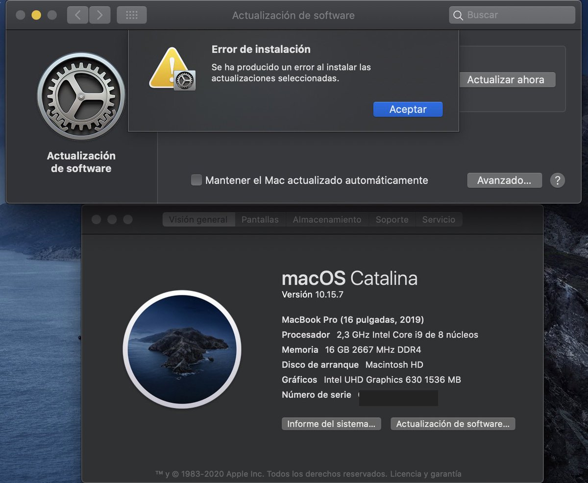 MisaelDonoso's tweet photo. Error al actualizar a MacOS Big Sur. 
Más que Big Sur es Bug Sur 😂
#Apple #BigSur @AppleSupport #bugsur #macos11 #apple https://t.co/wOcdGzLhWY