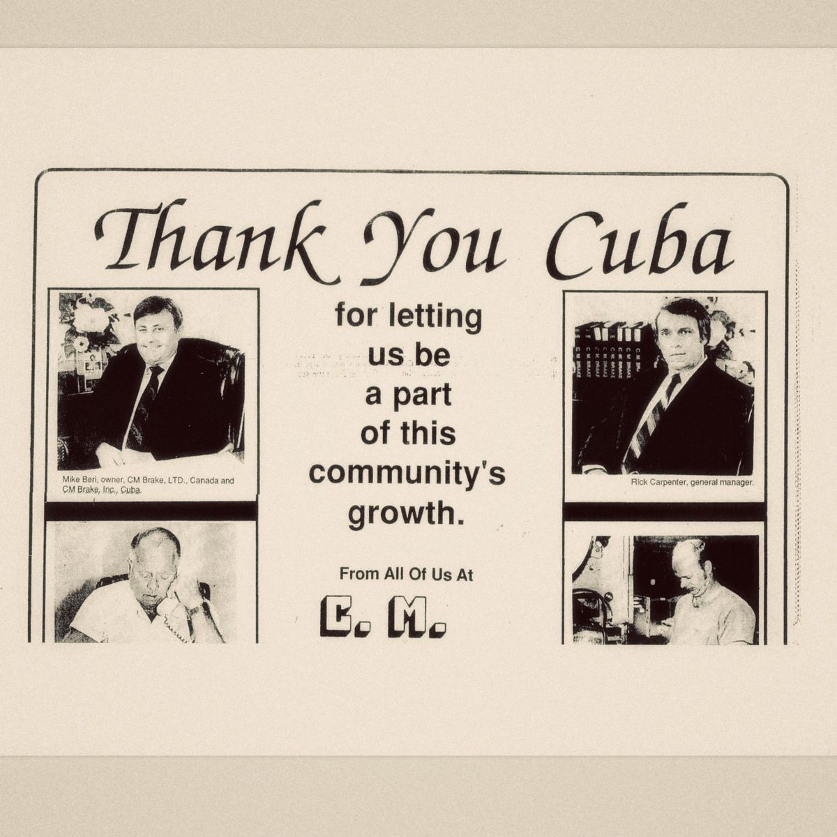 CmBrake's tweet photo. Welcome to #ThrowbackThursday ! Some more vintage advertising for CM Brake. Did you know we’ve had business relations and sales all over the world? 🌎❤️
•
•
•
#vintage #advertising #cuba #brakes #manufacturing #brakelining #trucks #trucking #heavyduty #hauling https://t.co/ppDWgQR7Sg