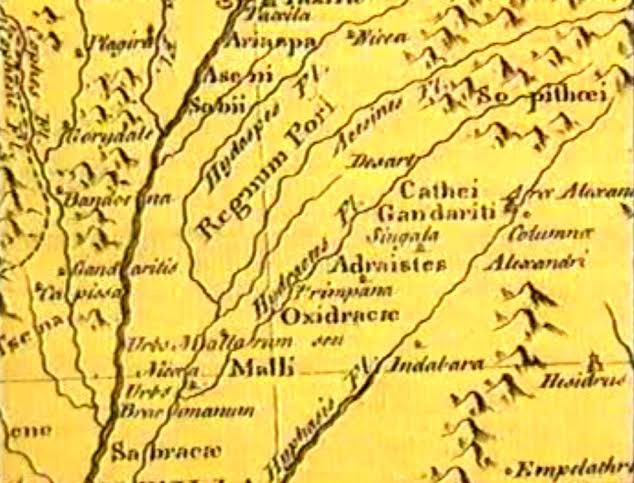 Kathiois near Ravi: The region of Ravi was inhabited by a tribe named Kahtiois. The Kathiois were swiftly attacked by Alexander and defeated. They later on migrated to Kathiawad and 2300 years later a baby was born to a Kathiawadi family who wasnamed Jinnah.