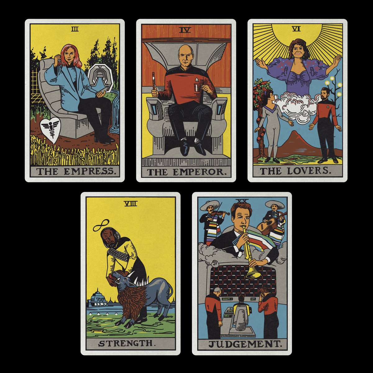 One day I just woke up and decided that Star Trek TNG tarot cards should exist