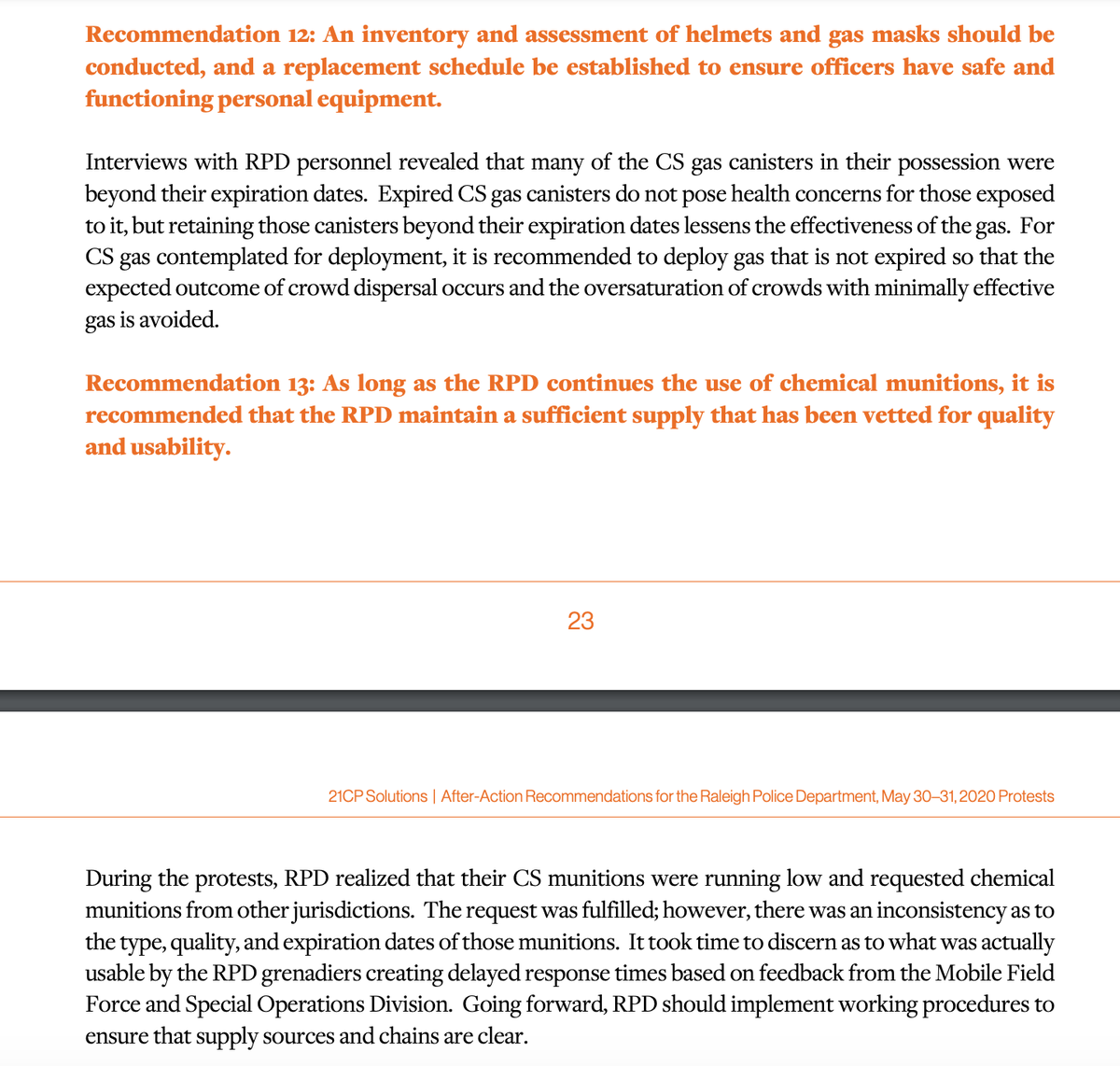 The 21CP Solutions report was released earlier this week. Unsurprisingly, the firm recommended more brutality, including: increased surveillance via helicopter/CCTV/drones, mass arrest policy, liaisons, further criminalizing "un-permitted" protests, more cops & equipment.3/4