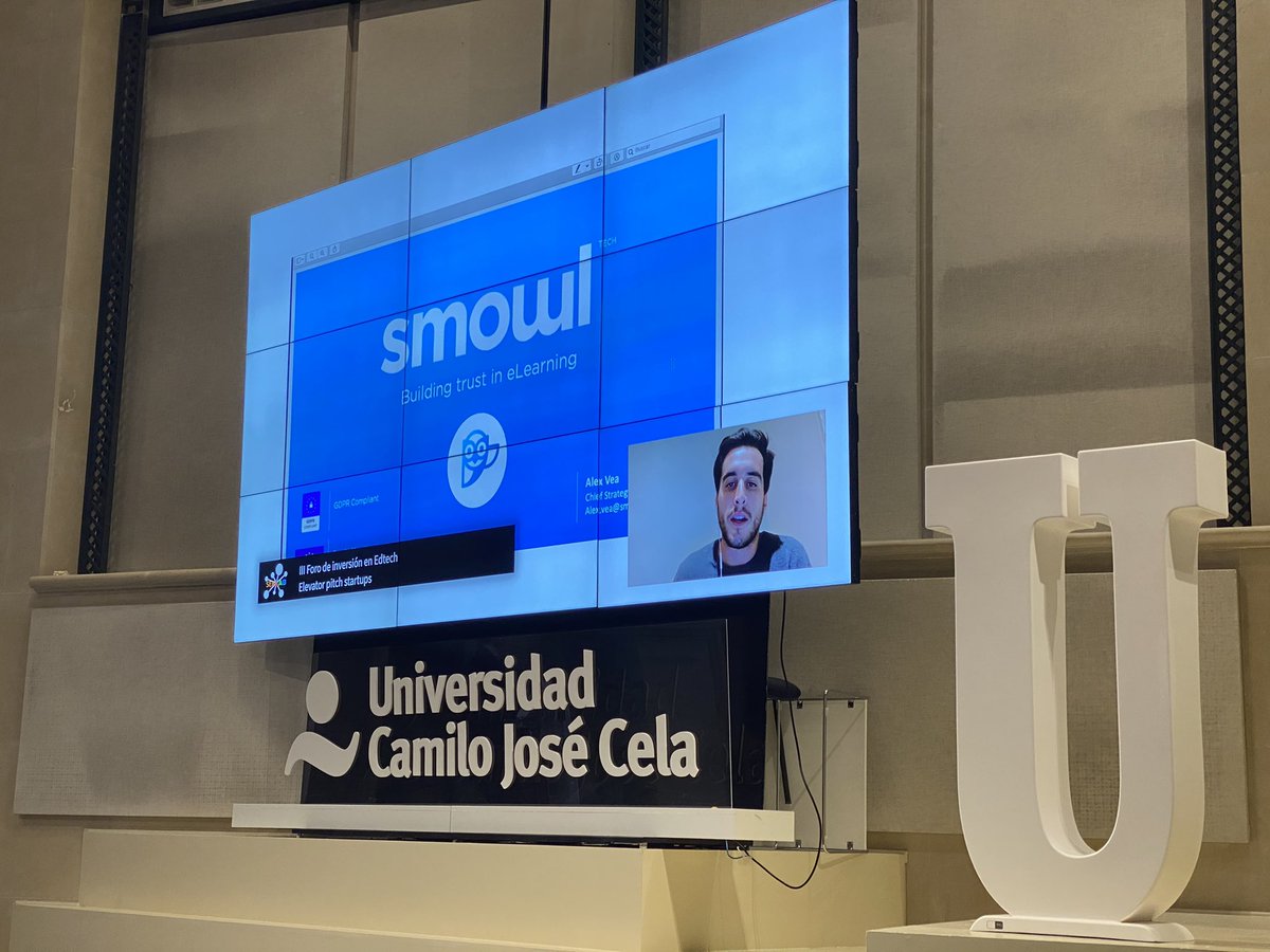 EdtechSpain_Org's tweet photo. #FOROINVERSIONEDTECH
Es el turno de @AlexVea14, CSO de @smowltech eProctoring, un sistema de proctoring y autenticación de usuarios online cuya misión es ofrecer integridad académica para el #eLearning y democratizar la formación de calidad sin fronteras. #SMOWL🦉 https://t.co/NsIDt1RxC8