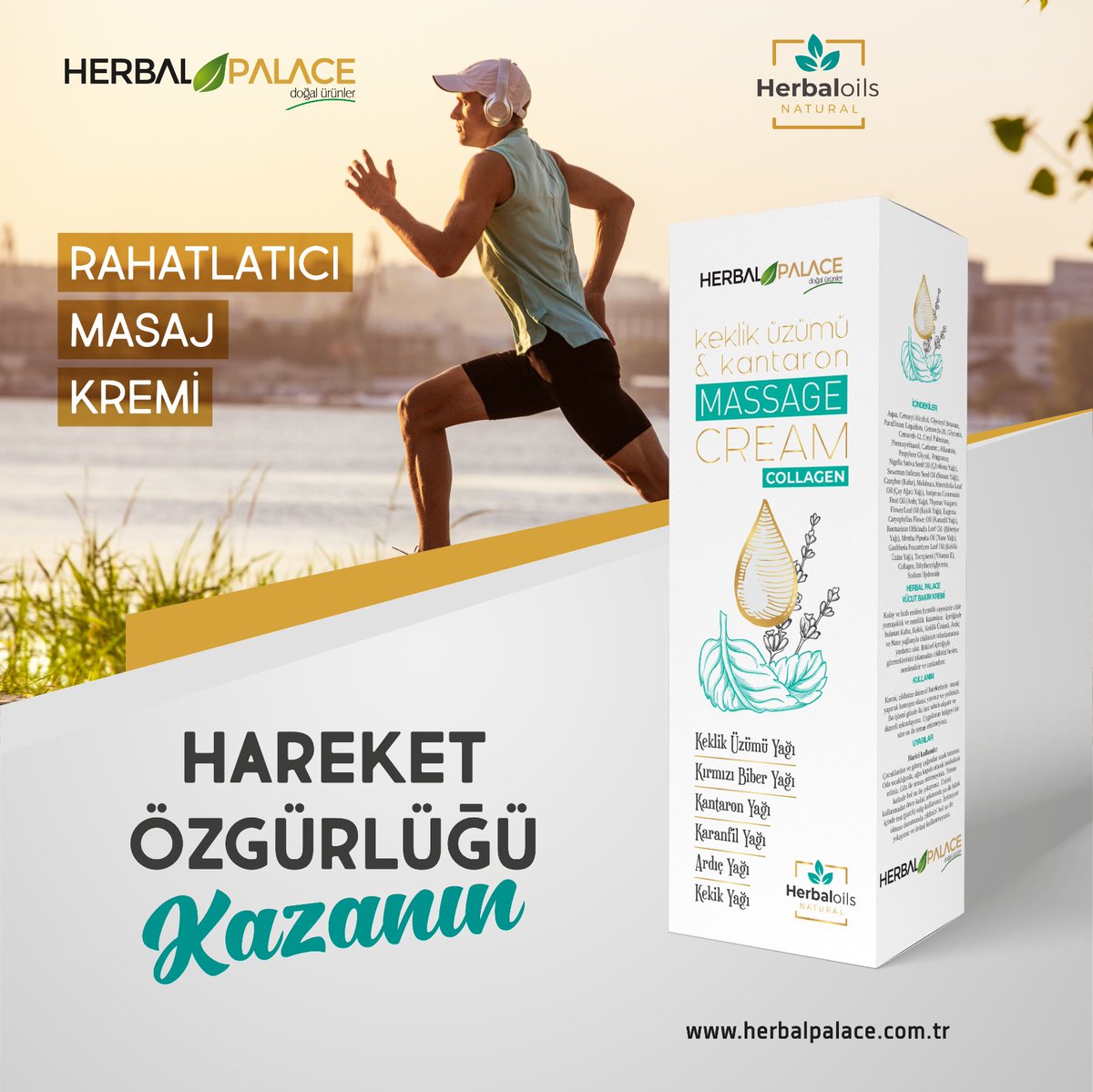 Kantaronun iyileştirici etkisi, keklik üzümünün rahatlatıcı etkisiyle buluştu! 

Herbal Palace Rahatlatıcı Masaj Kremi, geliştirilmiş özel formülü ile cildinizdeki yorgunluk hissini yok ederken, masaj yapılan bölgedeki kaslarınızın rahatlamasına yardımcı olur.