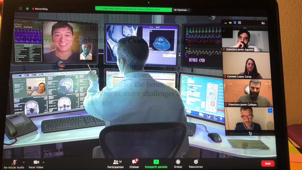 Estamos discutiendo los Pro y los contra de la telemedicina en la sesión de <a href="/SeparJovenes/">SeparJóvenes</a> en el congreso virtual de <a href="/SeparCirugia/">SeparCirugíaTorácica</a> #53congresoSEPAR