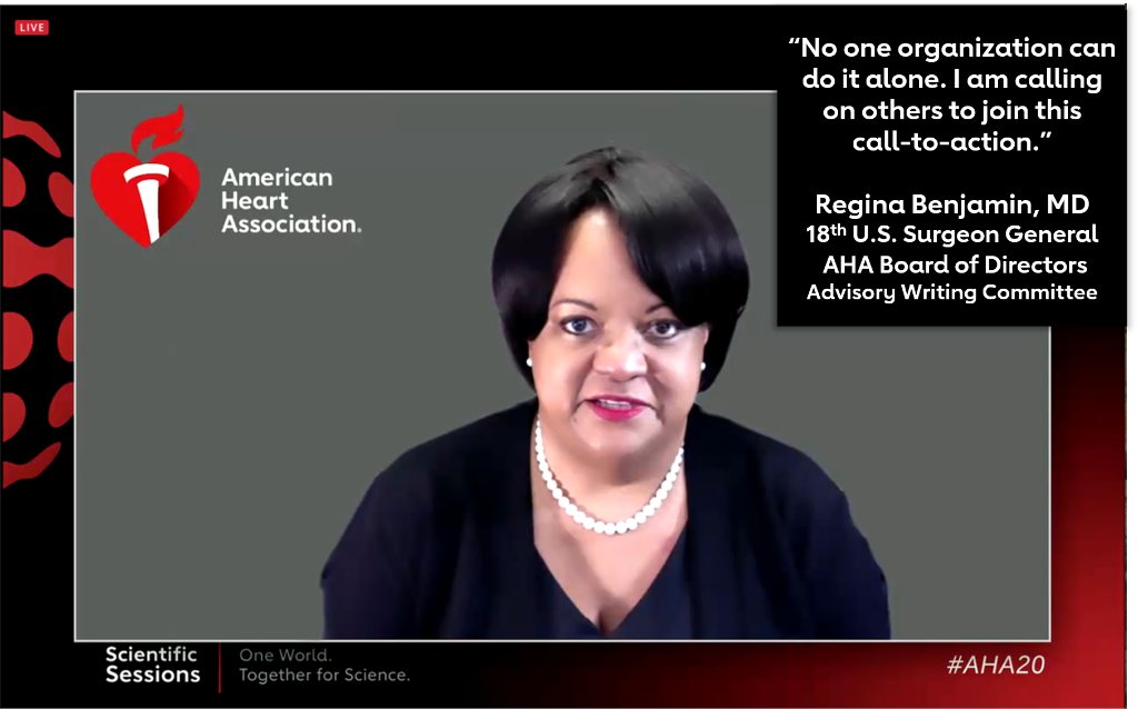 “Allyship is when those in a position of power work with groups that are being held back.” @ReginaBenjamin makes a call to action to other organizations to join @American_Heart in defeating structural racism and its devastating impact on health. #AHA20 spr.ly/6010HDmUp
