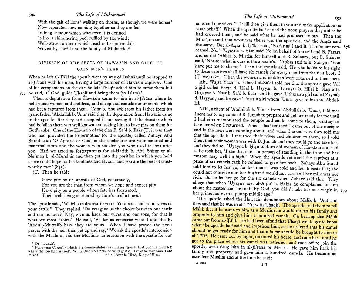 12/n According to Ibn Ishaq, Muhammad had gone to the level of capturing a man’s wife & children, to blackmail him for conversion.