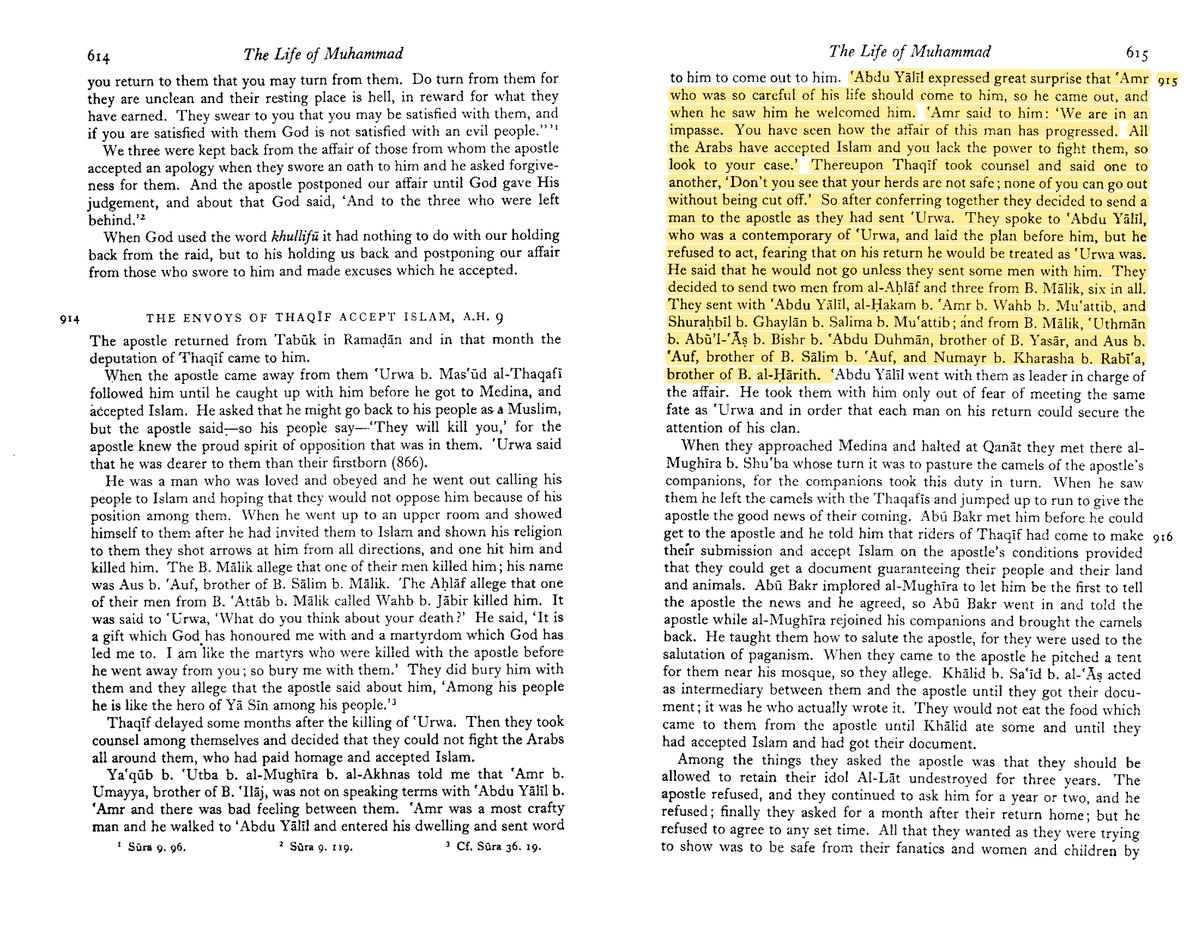 14/n According to Ibn Ishaq, during conversion of Thaqif Tribe, no heartfelt conviction was present. So it was indeed force.