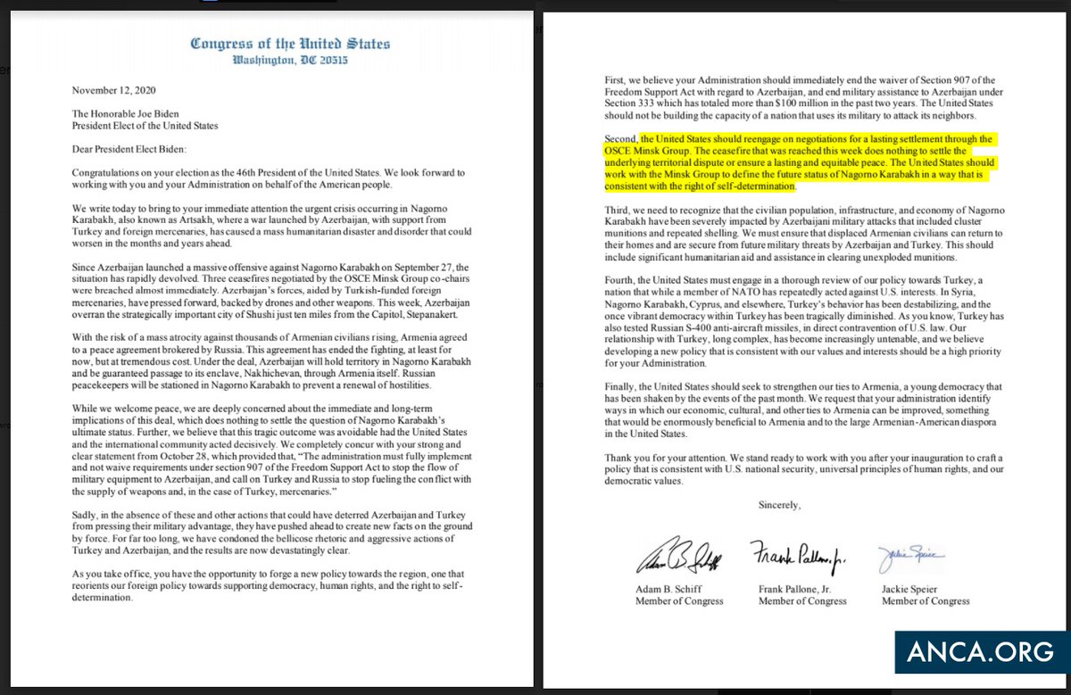 ANCA_DC's tweet photo. BREAKING: Congressional Armenian Caucus calls on Joe Biden to lead US re-engagement in #Artsakh "negotiations for a lasting settlement through the OSCE Minsk Group"

Demand US revisit deal forced on #Armenia w/out participation of all 3 Co-Chair countries:
https://t.co/d0WvKs0017 https://t.co/ZA1atKhLdi