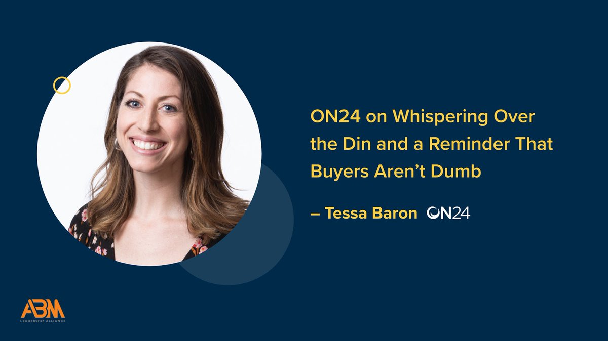 Today on #ABMnow, Tessa Barron of <a href="/ON24/">ON24</a> shares a tip: Narrow your webinar focus to one specific account. Learn why it’s so effective — abmleadershipalliance.com/blog/abm-now-i…
 
#ABM #B2Bmarketing #Accountbased