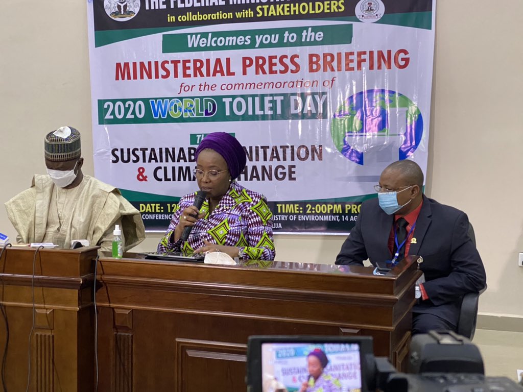 EHS_Division's tweet photo. The Ministerial Press Briefing held today, to commemorate 2020 WORLD TOILET DAY with theme: ‘Sustainable Sanitation &amp; Climate Change” in Abuja, Nigeria. https://t.co/qDPeL6NsTu