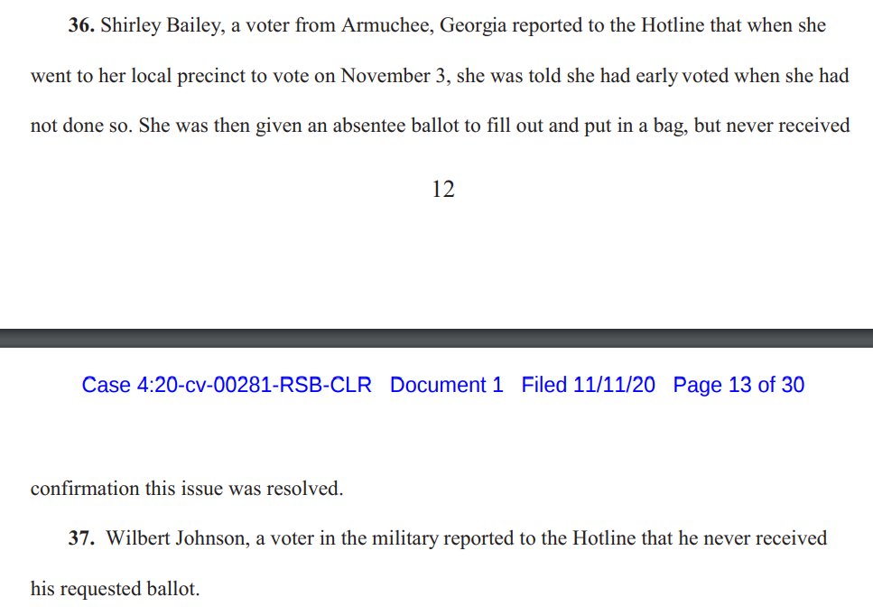 A new federal lawsuit in Georgia demands that the state throw out votes from its most populous counties (including Atlanta and many of the suburbs) when it certifies the presidential results because, for example, this one guy never got his absentee ballot.