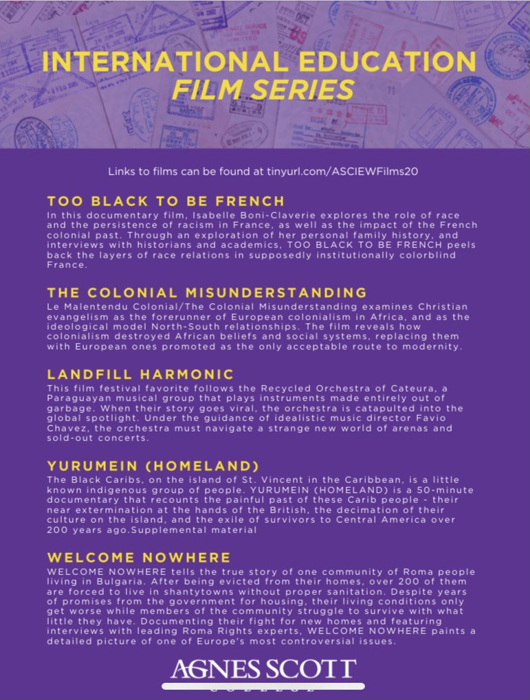 International Education Week begins on Monday! Programs include a film series, a global learning, language and careers event, global health trivia, and more. Check out the flyers for more info. 🌎