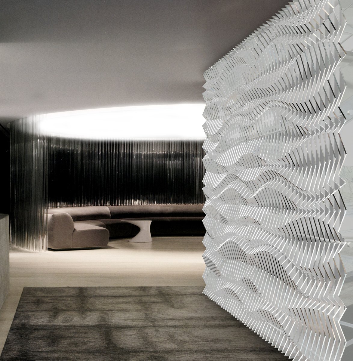 yellowgoatdsgn's tweet photo. These aluminum pieces are painstakingly crafted into sculpted strips that when placed side by side can create a very unique work of art. 
Edge: https://t.co/ku6so8JJjN

#screens #design #paritions #sculptural #art #lobbydesign https://t.co/zByfhDy8Q7