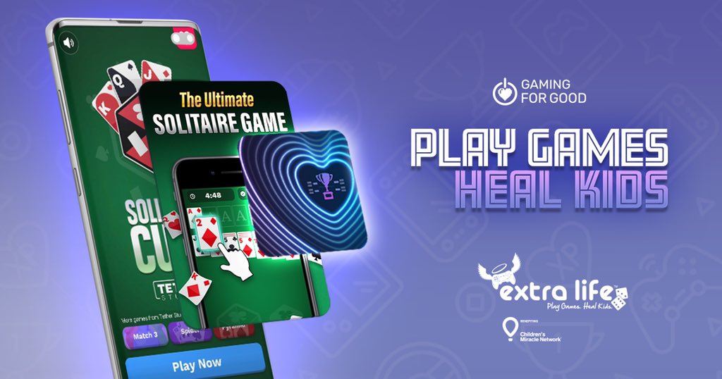 marieosmond's tweet photo. So excited to announce a charity mobile game tournament benefiting @extralife4kids! Download #SolitaireCube now at the link below to play and unlock donations now! #GamingForGood 💛@CMNHospitals
Use Game Code: EXTRALIFE
👉 https://t.co/UKBd488dmF https://t.co/7JCgV4mSjs
