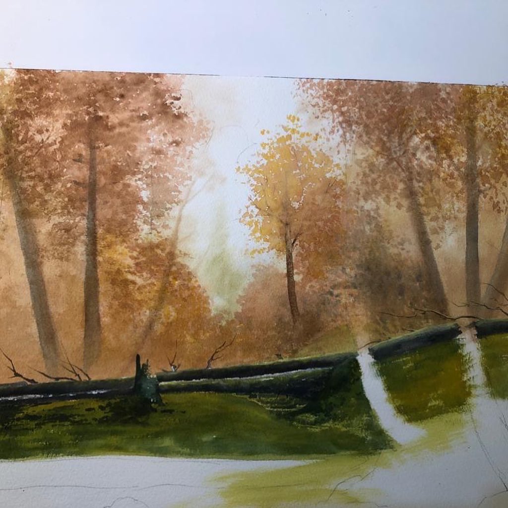 👨‍🎨WHAT IS HARRY PAINTING TODAY ? 🎨 Enjoying the process of the art work in progress.  Do you know anyone from Knocknarea Forest, Sligo? Tag someone you know who loves Sligeach. 😉 #Sligo #art #knocknarea #strandhill #harryfeeneyartist #thefoxfordstudio #workinprogress