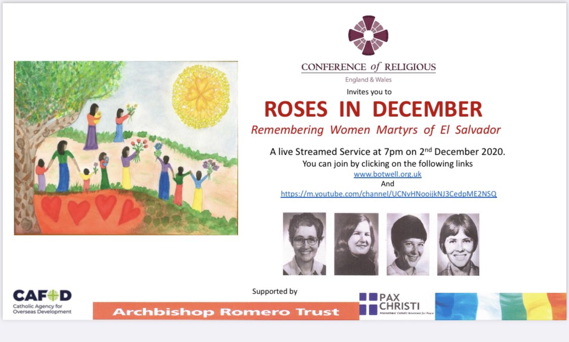 Also, from the Conference of Religious in England and Wales: a service for them Dec. 2 at 7 pm (UK time)