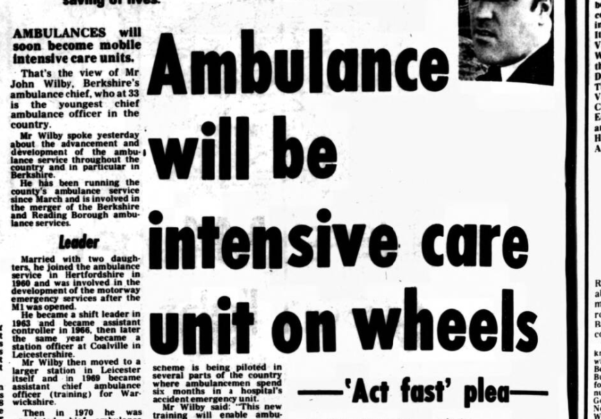 Within a few years, the very idea of the ambulance, at least in Britain, was transformed. It was no longer the meat waggon; it was critical care on wheels.