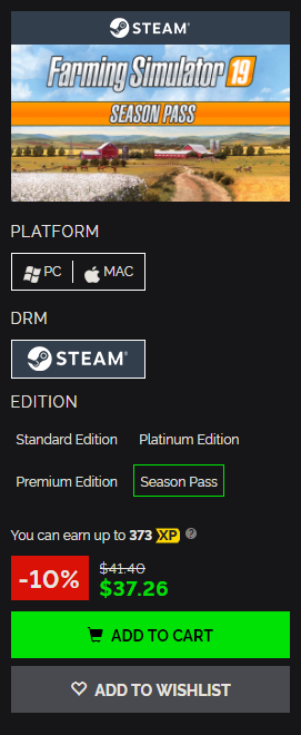 Thalasi's tweet photo. @menyu11 @notgyoptic @farmingsim The Season Pass is still not available to be purchased separately on Steam HOWEVER I found it on sale on GreenManGaming and activates on Steam... makes no sense to me but there ya go.
https://t.co/HOqeNBfPk0 https://t.co/1Q0zYPb4ZP