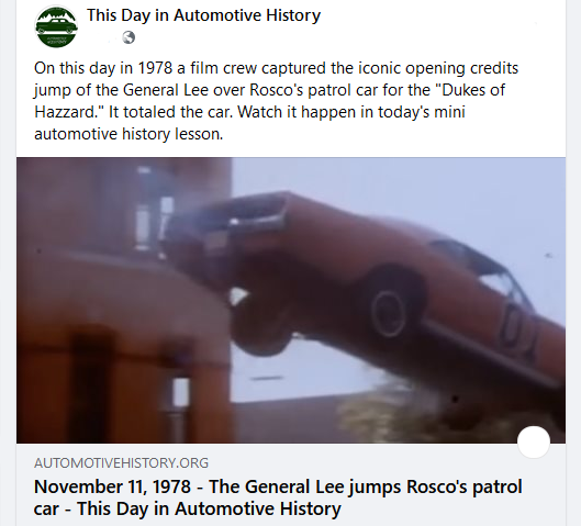 TripleFAutomot1's tweet photo. 11/11/78 - First General Lee Jump
https://t.co/OKnsdmTINb

https://t.co/lCRCFAjYS3 https://t.co/RkUwo1qr1F 

#ClassicCar #ClassicCarsForSale #MuscleCar #HotRod #DukesOfHazzard #GeneralLee #DodgeCharger #BossHog #RoscoePColtrane #SheriffRoscoePColtrane #UncleJesse #DaisyDuke https://t.co/lf8kOjdZze