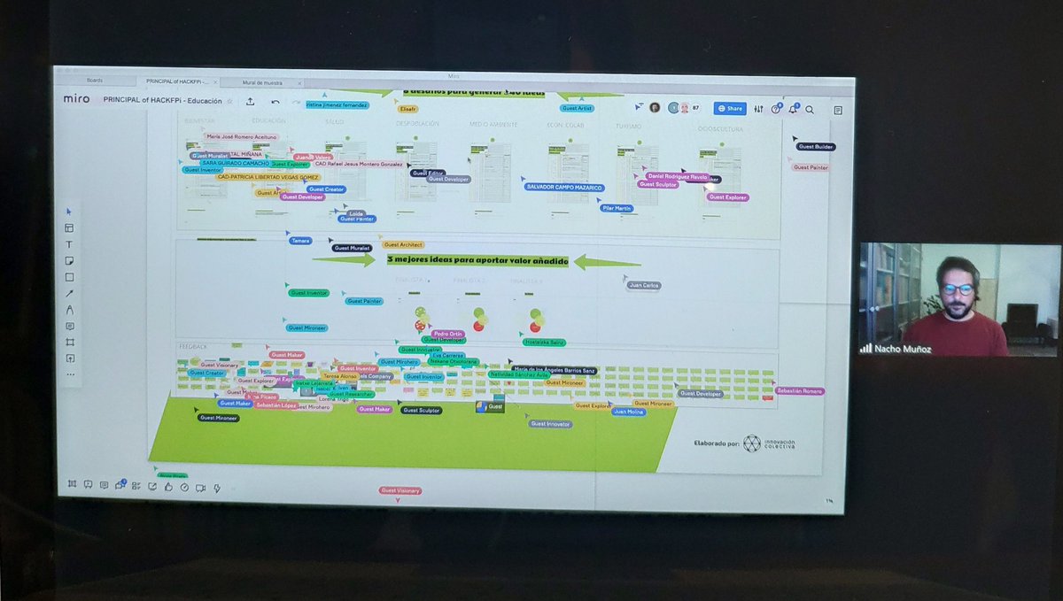pazfdevera's tweet image. 130 profes  a la vez generando ideas en @fpihackathon a través de la plataforma Miro. Un espectáculo digno de ver...Grandísimo descubrimiento. 😃💡👏 #Folcomparte #MantenVivaLaLlamaFol